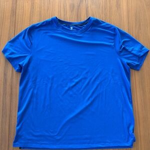 Men's Short Sleeve Gym T-Shirt Blue Polyester XL